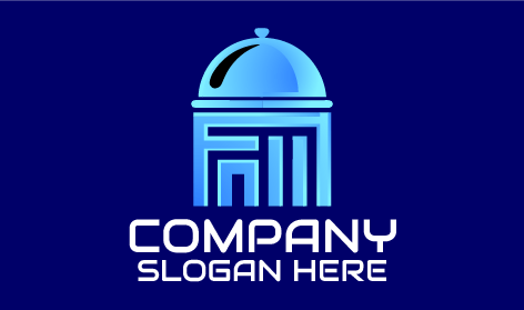 Logotipo Do Restaurante Cloche Azul-Celeste