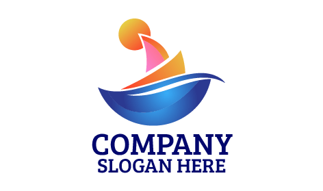 Mehrfarbiges Segelschiff Flusslogo