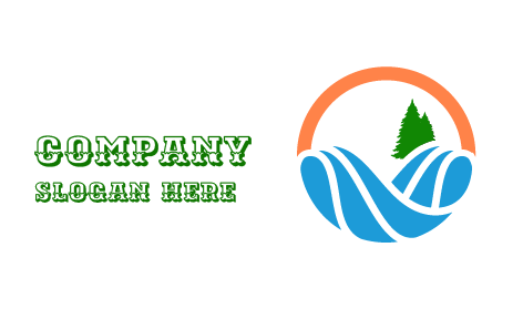 Logo Rotondo Del Fiume Dell'albero Di Pino