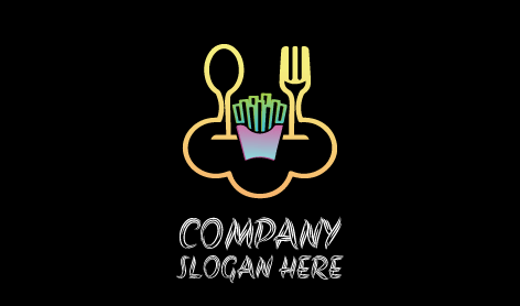 Logótipo da barraca de batatas fritas deliciosas