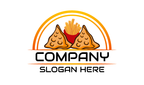 Logotipo De Batatas Fritas Samosa Em Meio Círculo