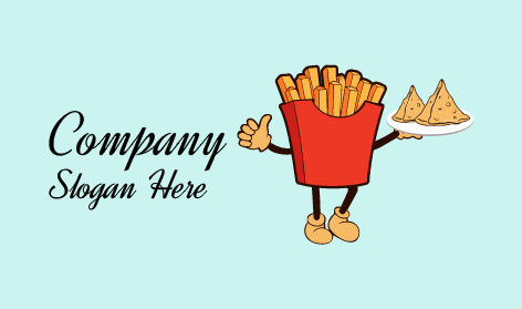 Rotes Taschen-Samosa-Pommes-Logo