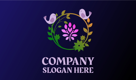 Cute Couple Sparrow Spring Logo