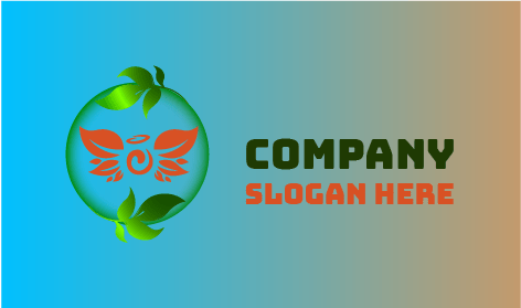 Green Wreath Butterfly Spring Logo