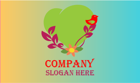 Logo Musim Semi Burung Merambat Hati