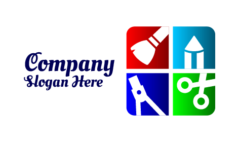 Logotipo De Papelería Con Azulejos De Colores