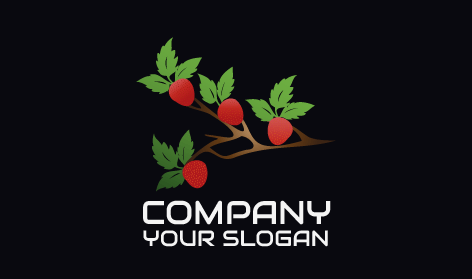 Logotipo De Ramita De Fresa Orgánica