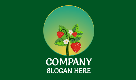 Çilek Çiçek Bitkisi Logosu