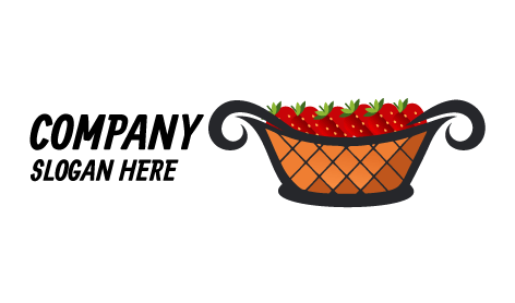 Elegante Logotipo De Cesta De Frutas De Fresa