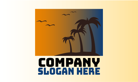 Logo Pohon Kelapa Malam Musim Panas