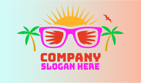 Logo Kacamata Musim Panas Bingkai Merah Muda