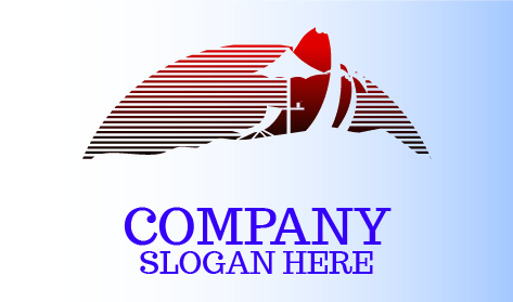 Logo D'été Coucher De Soleil Rouge