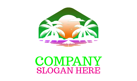 Sommer Sonnenuntergang Strandresort Logo