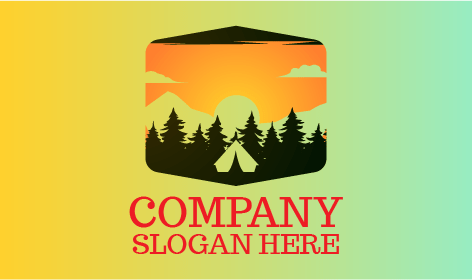 Logo De Verano De Tienda De Campaña Al Atardecer