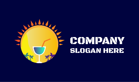 logo matahari pemandangan pantai