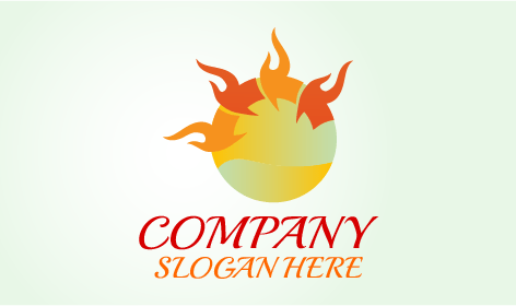 Feuriges Feuerball Sonnen Logo