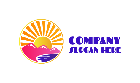 Magentafarbenes Bergsonnenlogo