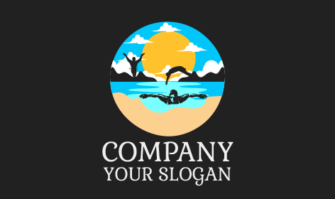 Schwarzes Silhouetten-schwimmlogo