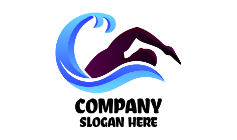 Logo Pria Ungu Berenang