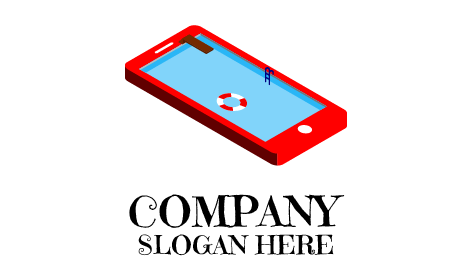 Logo Kolam Renang Dengan Tepian Merah