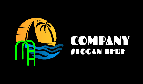 Logo Renang Tepi Pantai Tropis