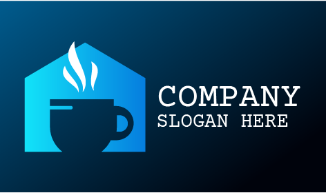 Logotipo Da Xícara De Chá Com Silhueta Azul