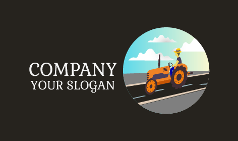 Farm Field Worker Tractor Logo