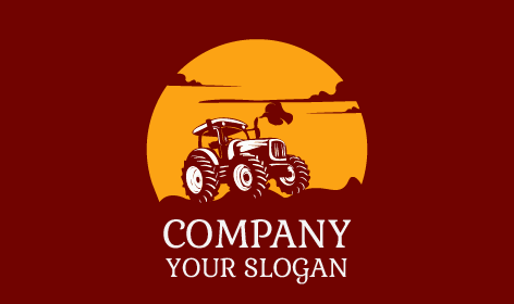 Maroon Backdrop Tractor Logo