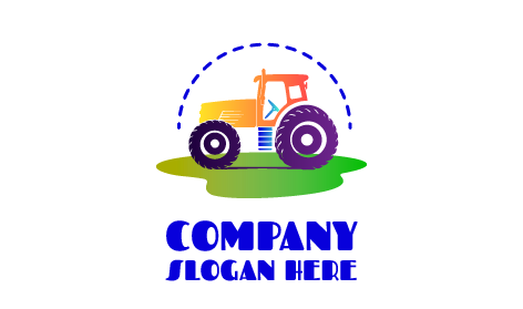 Logotipo De Tractor Con Carrocería Naranja