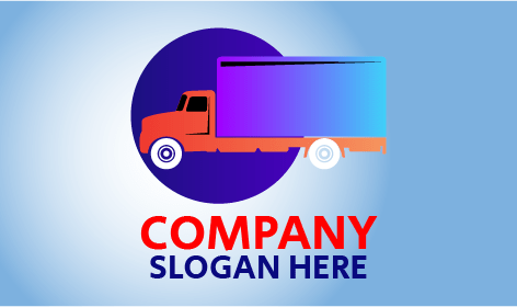 Blue Box Truck Transportation Logo