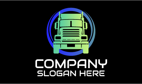Green Silhouette Truck Transportation Logo