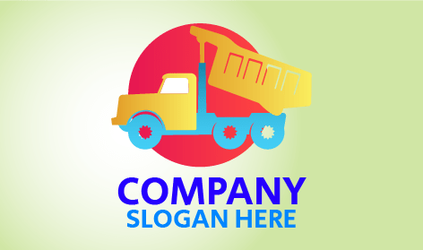 Yellow Tipper Truck Transportation Logo