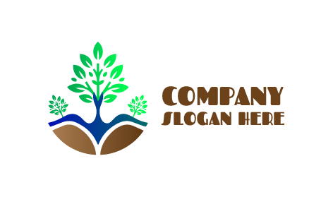 Blue Stem Plant Tree Logo