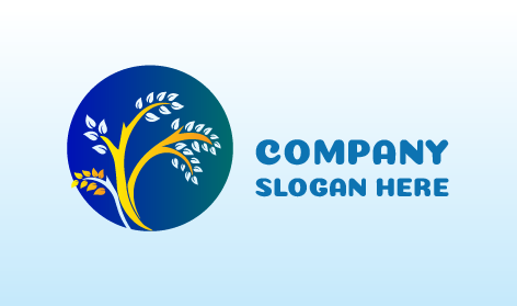 Koyu Mavi Daire Ağaç Logosu
