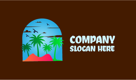 Logo Pohon Palem Tepi Pantai