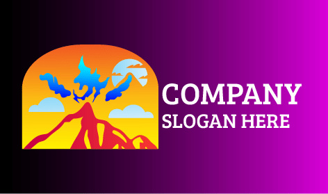 Blue Rising Smoke Volcano Logo