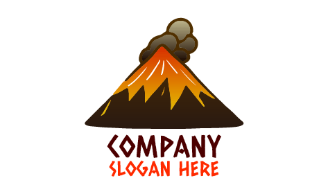 Lava Capped Mountain Volcano Logo