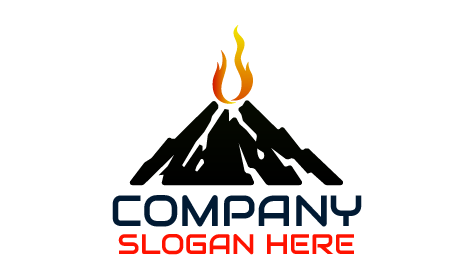 Minimalist Flaming Volcano Logo