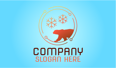 Circle Red Bear Winter Logo