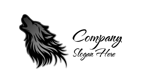 Black Maned Howling Wolf Logo