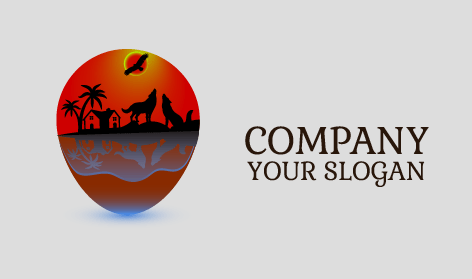 Colorful Duo Wolf Logo