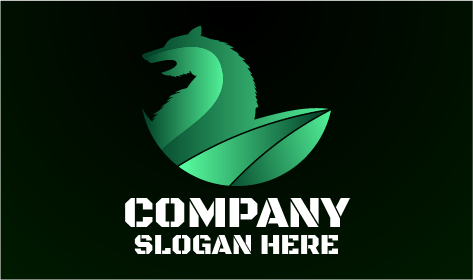 Logotipo De Lobo Salvaje Verde Esmeralda