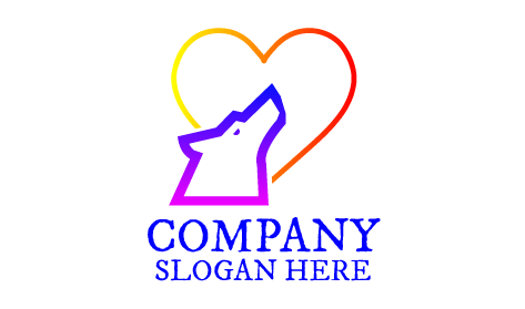 Logotipo De Lobo Salvaje Con Corazón Degradado