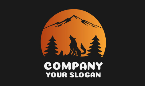 Logotipo Del Lobo Negro De Montaña